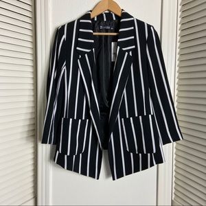 New York & Company Black & White Stripe Blazer